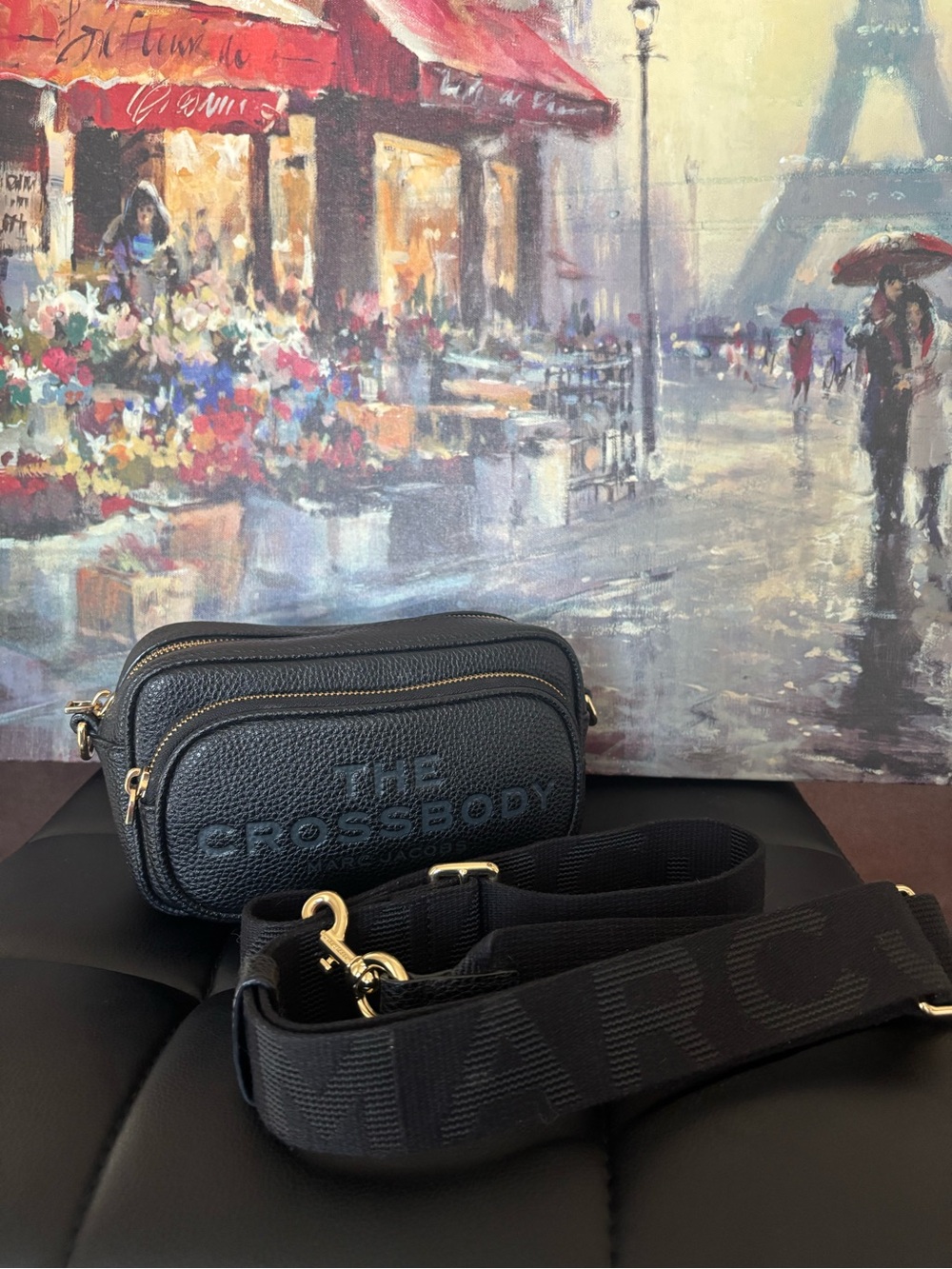 Marc Jacobs Black The Crossbody Bag with Gold Hardware